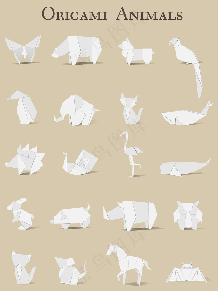 立体折纸动物矢量设计素材