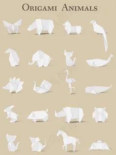 立体折纸动物矢量设计素材