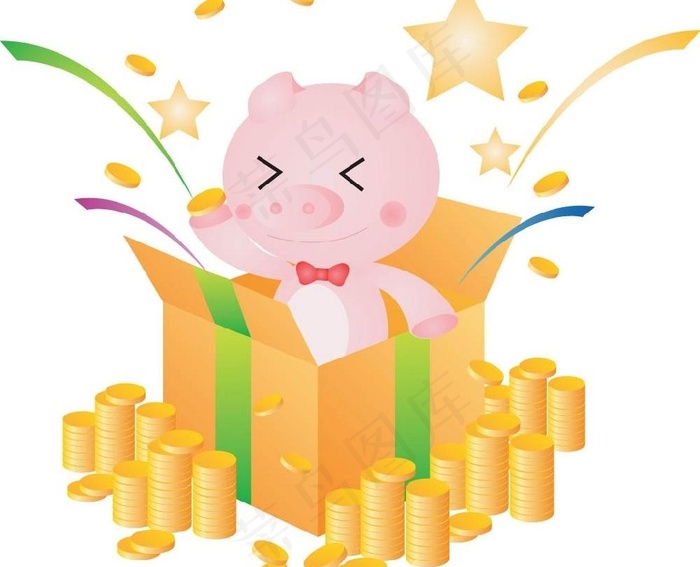 金猪宝宝 金币ai矢量模版下载