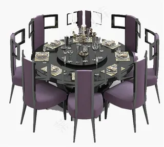 圆形餐桌模型素材模板下载