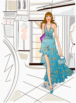 时尚女性 休闲购物 矢量人物 AI...