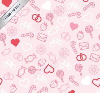 粉色卡通图案无缝背景矢量素材