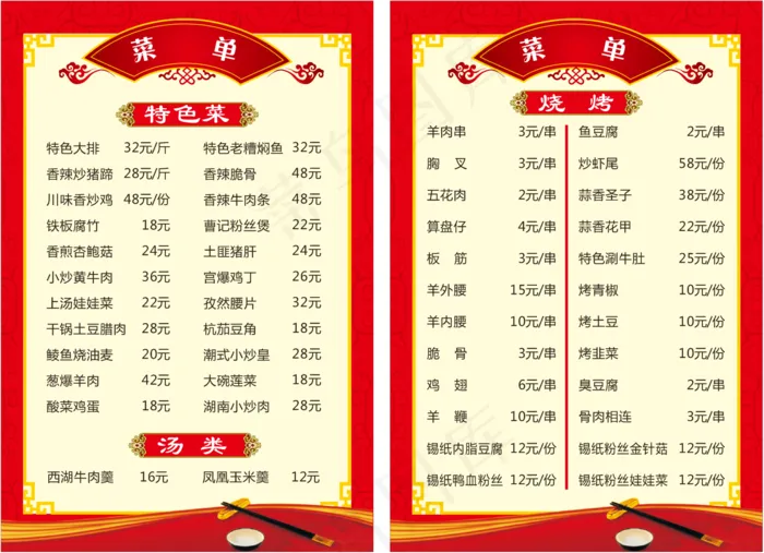 菜单.rarcdr矢量模版下载