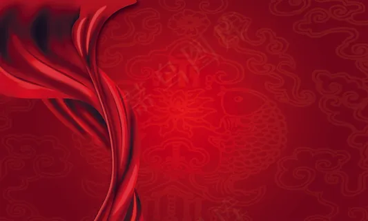 吉祥底纹与红飘带
