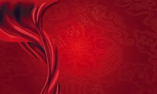 吉祥底纹与红飘带