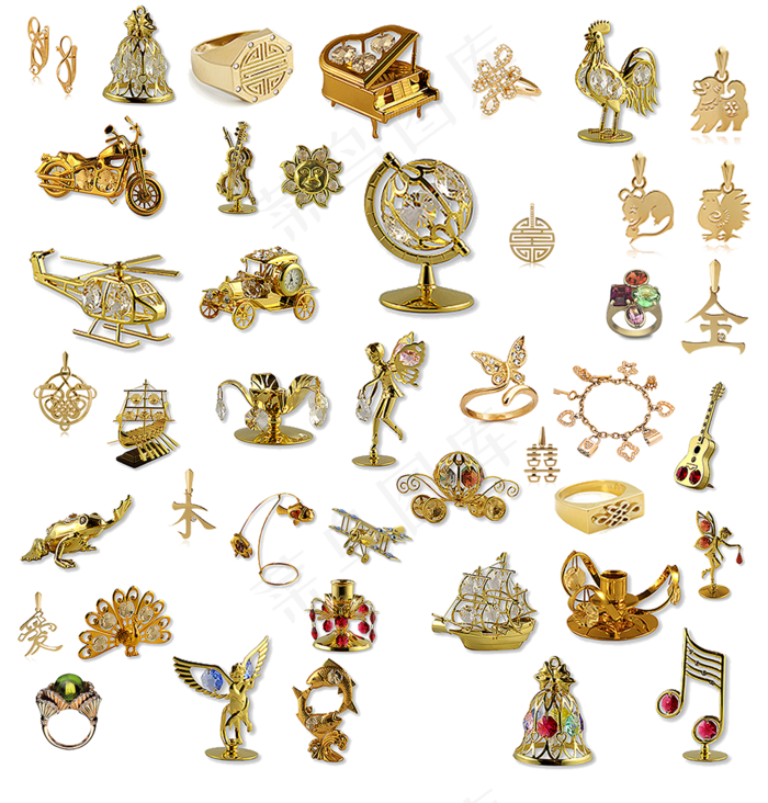 手绘珠宝首饰戒子钻戒PNG免扣素材