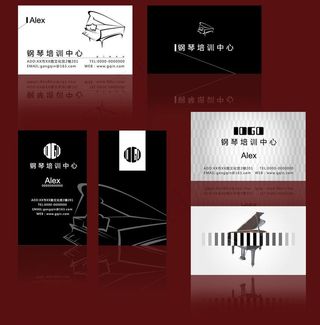 矢量钢琴名片模板图片