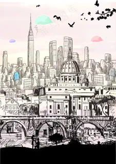 创意设计 剪影世界psd下载