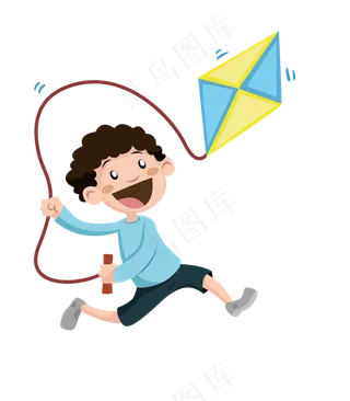 小孩放风筝郊游风筝节童趣海报PNG...