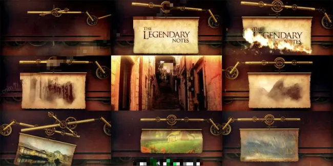 中世纪复古风轮轴旗帜展示AE模板(386X387)