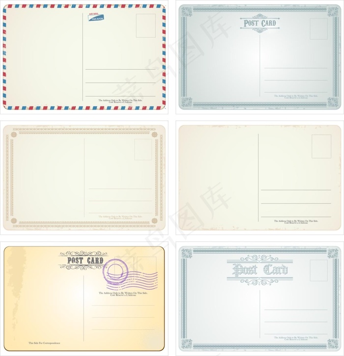 复古明信片背面模板矢量素材ai矢量模版下载