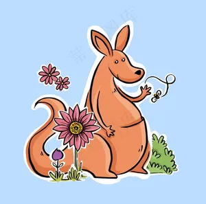卡通动物袋鼠