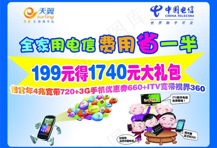 中国电信 天翼图片psd模版下载
