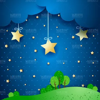 唯美的夜空景色矢量素材 唯美景色 ...