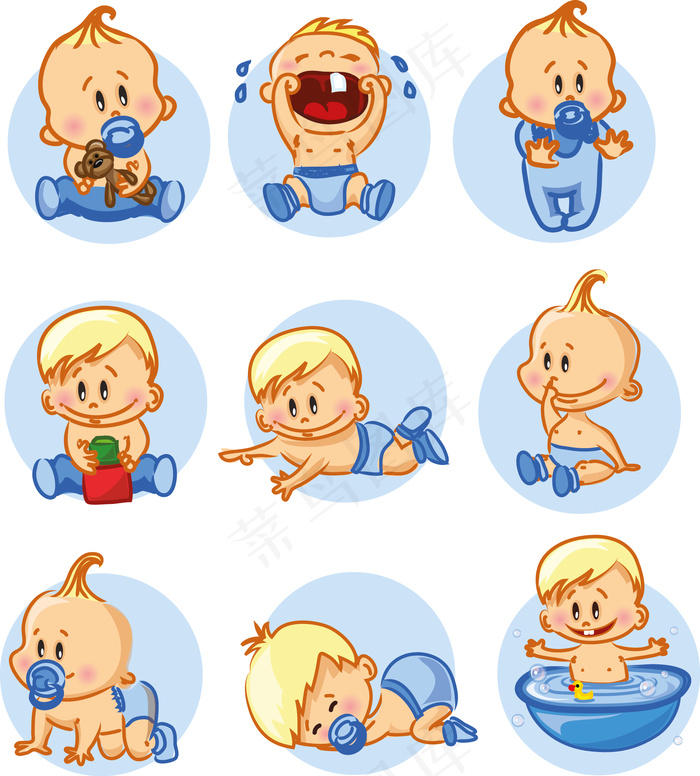 婴儿的设计元素矢量集03