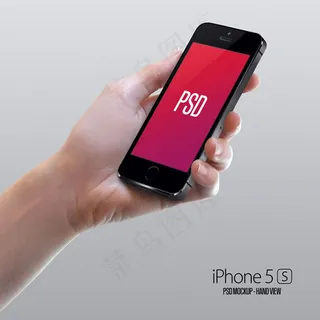 手拿iphone5s手机模型特写p...