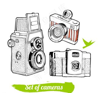 手绘精美照相机矢量素材图片