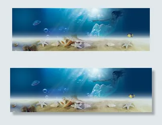 蓝色海洋淘宝背景护肤品背景夏日背景