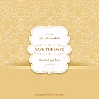 黄色的婚礼邀请与草图的花卉装饰