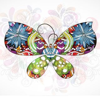 彩绘唯美漂亮蝴蝶贺卡底纹分层