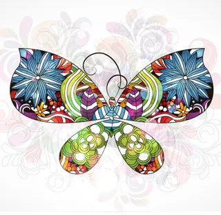 彩绘唯美漂亮蝴蝶贺卡底纹分层