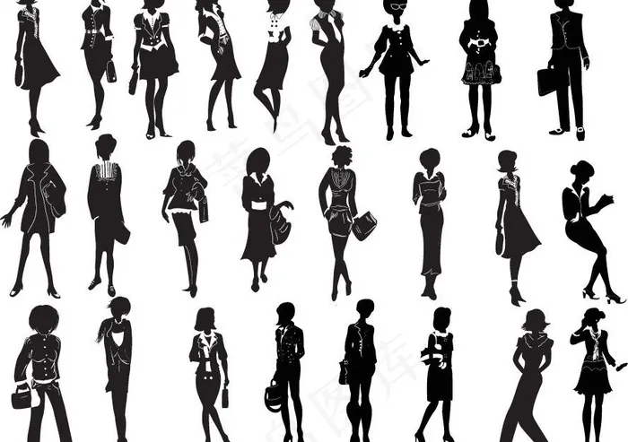 时尚女孩剪影图片eps,ai矢量模版下载