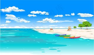 卡通风景背景矢量图免费下载