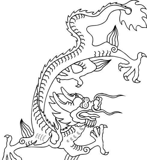 龙纹 中华传统 花纹 黑白 装饰 AIai矢量模版下载