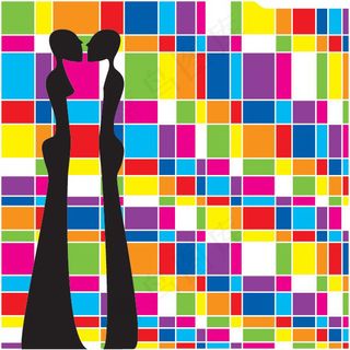 抽象情侣人物剪影矢量素材