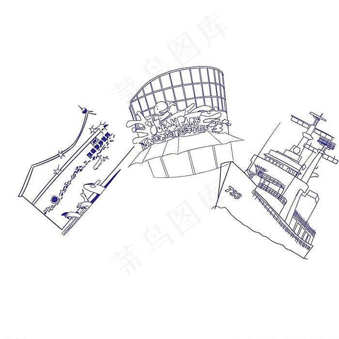 手绘名胜景区图片