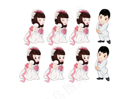 Q版情侣婚礼插画