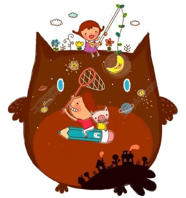 卡通儿童插画图片ai矢量模版下载