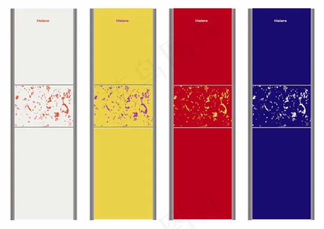 冰箱面板设计 简约抽象图案ai矢量模版下载