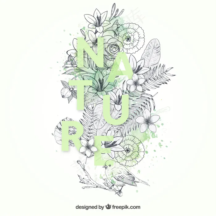 手绘自然背景eps,ai矢量模版下载