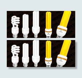 黄色和白色节能灯矢量素材