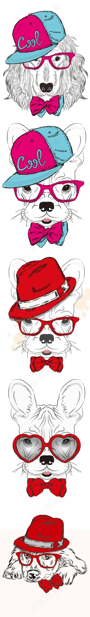 手绘卡通素描绘画宠物狗eps矢量素...