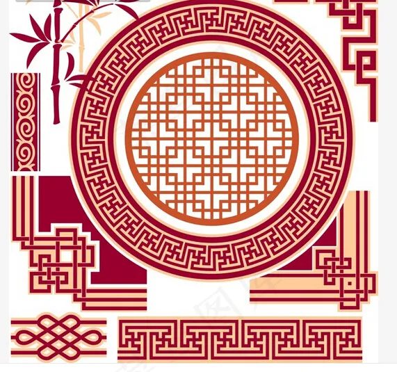 古典中式花纹花边矢量图eps,ai矢量模版下载