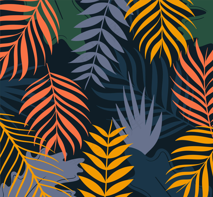 彩色树叶和树枝背景