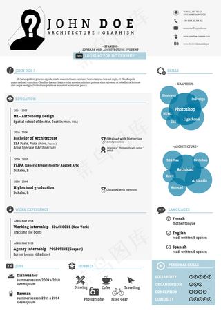 外企简历大气简约英文个人简历PSD...