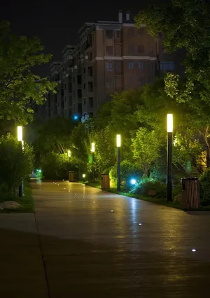 欧式园林别墅夜景图片