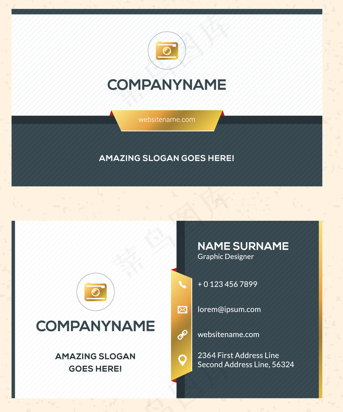 商务烫金名片金色精装名片高端企业公...