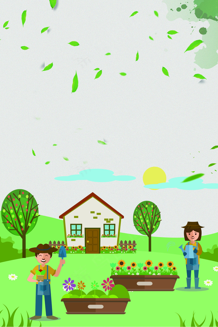 植树节绿色卡通宣传海报背景素材