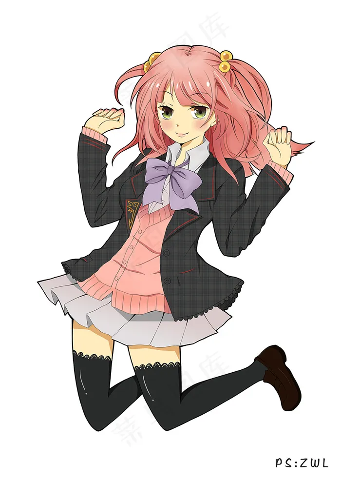 跳跃的校服女生psd模版下载