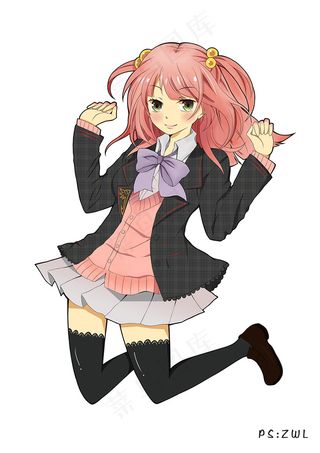 跳跃的校服女生