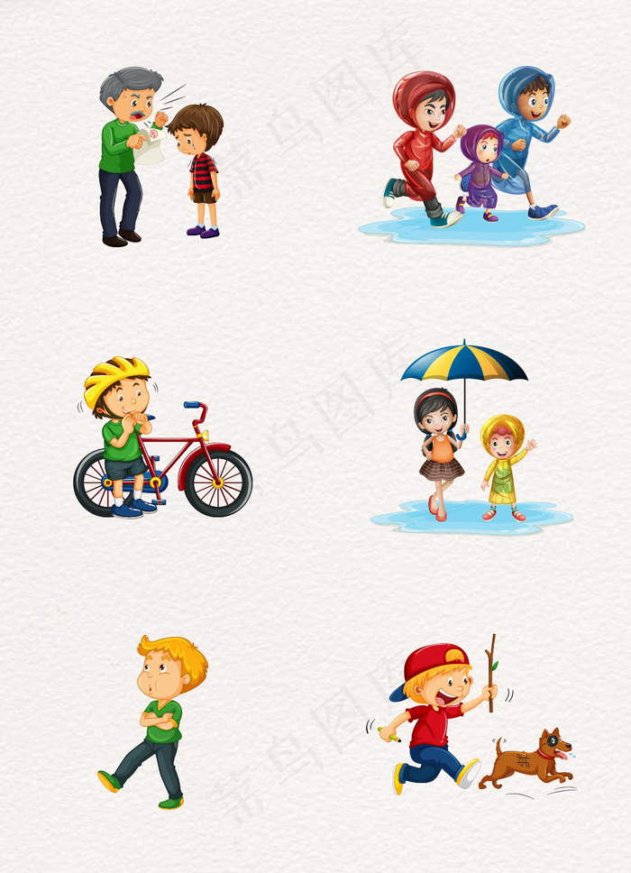 6款彩绘人物矢量设计