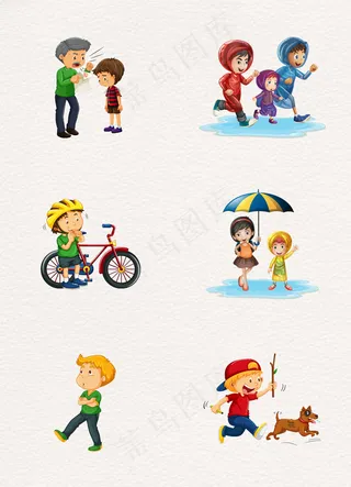 6款彩绘人物矢量设计