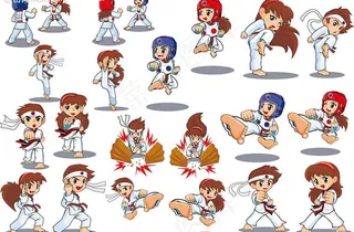 体育运动卡通人物 跆拳道图片