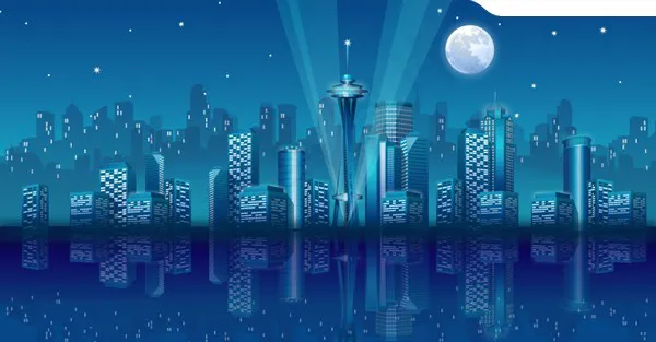 2款AI格式城市夜景矢量素材