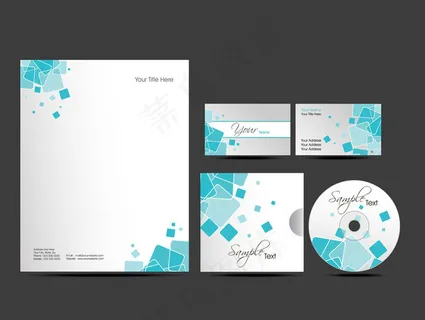 蓝色方块VI设计矢量素材