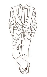 手绘男士绅士优雅西装线稿矢量图